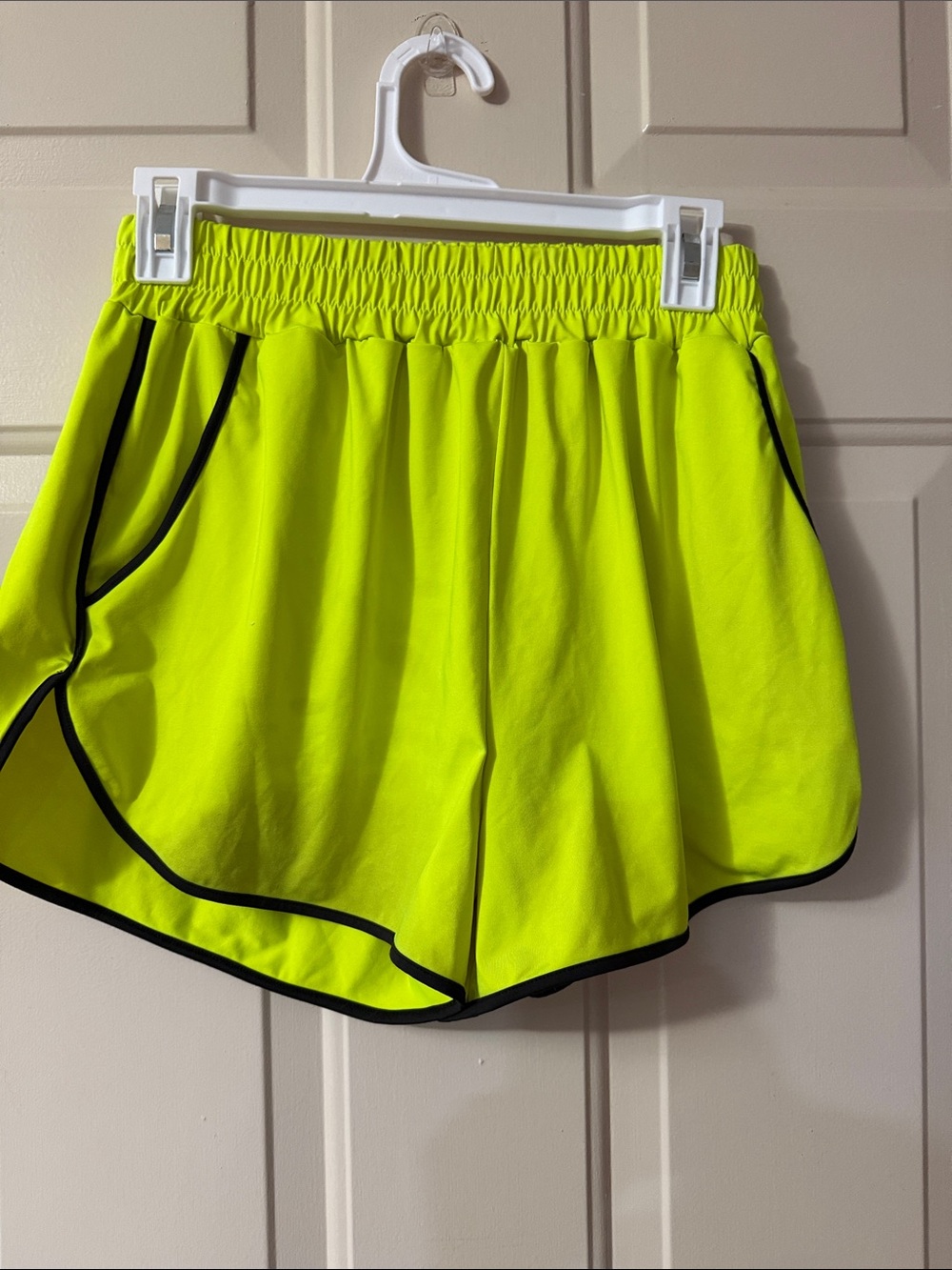 love J Neon Yellow Athletic Shorts with Black Trim